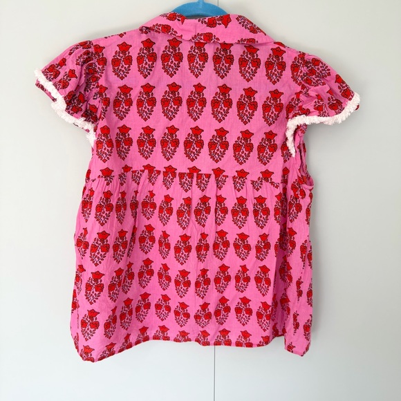 THML Selene Collared Flutter Sleeve Print Top in Pink SRT1775 - Picture 4 of 8